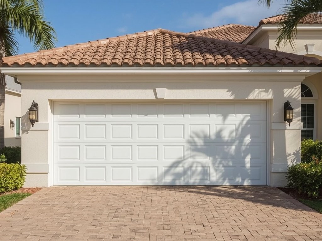 White carriage-house garage door install