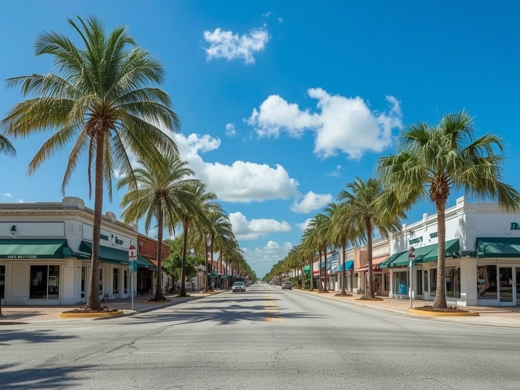 Historic main street in Dania Beach, FL
