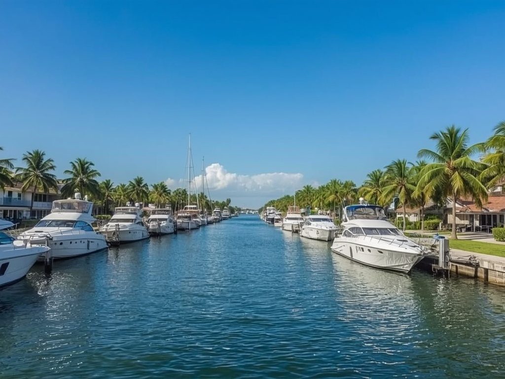 Fort Lauderdale Intracoastal Waterway with yachts