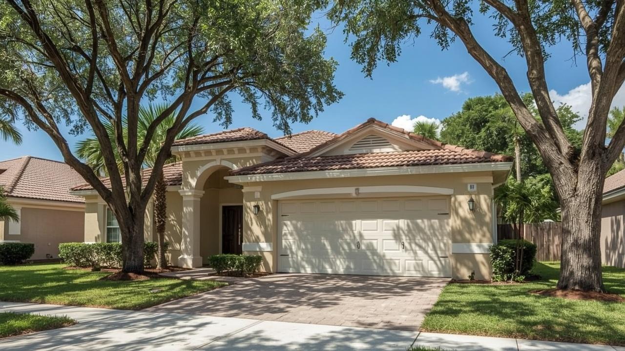 New garage door on a ranch home in Lauderhill, FL