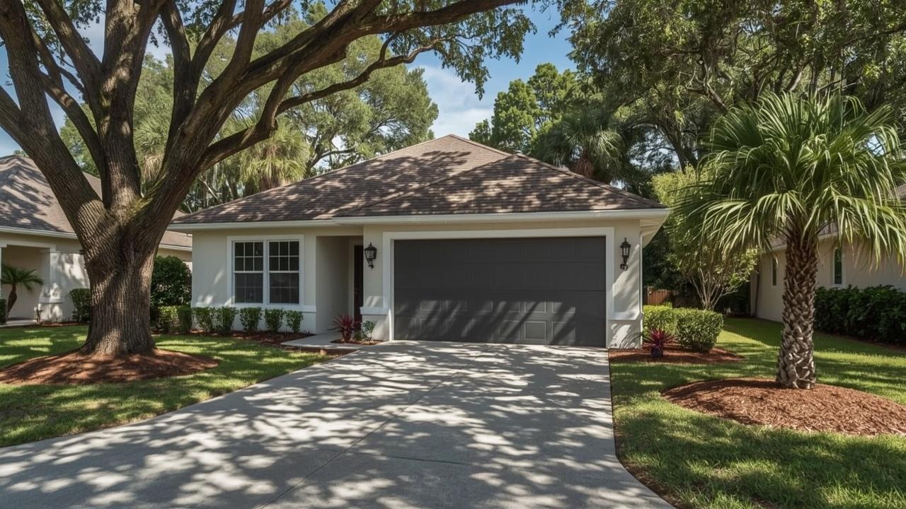 Modern garage door on a home in Lazy Lake Village, FL