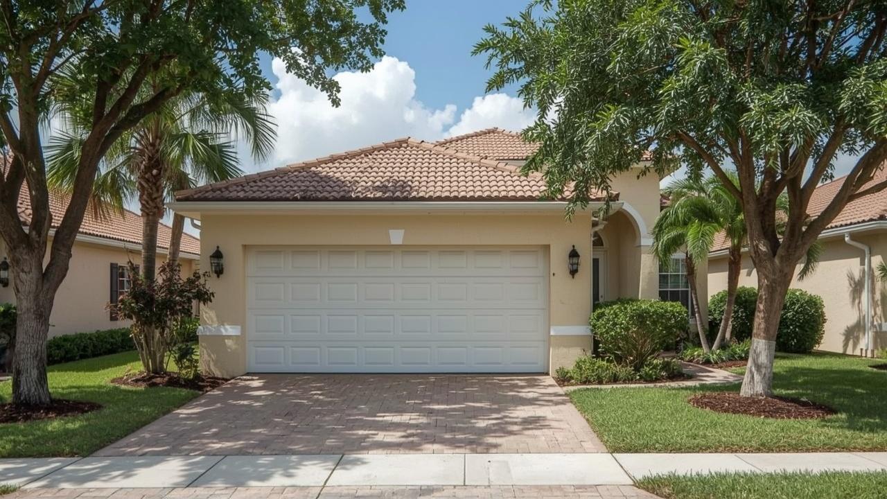 New garage door on a stucco home in Margate, FL