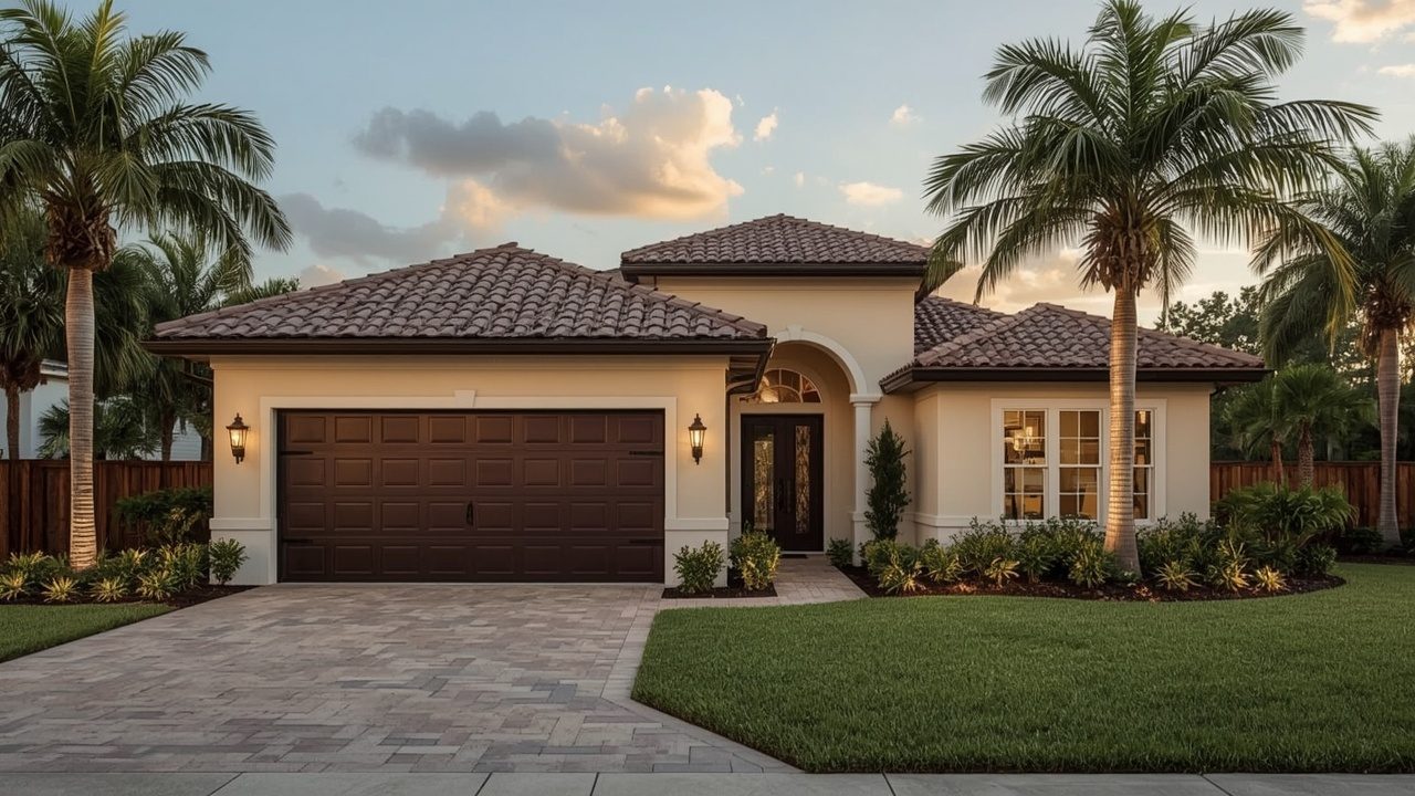Garage door on a Mediterranean equestrian estate in Parkland, FL
