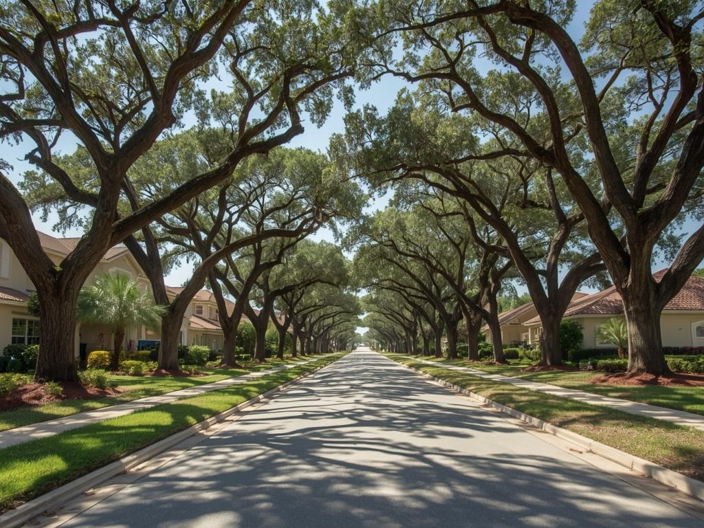 Upscale residential street in Parkland, FL