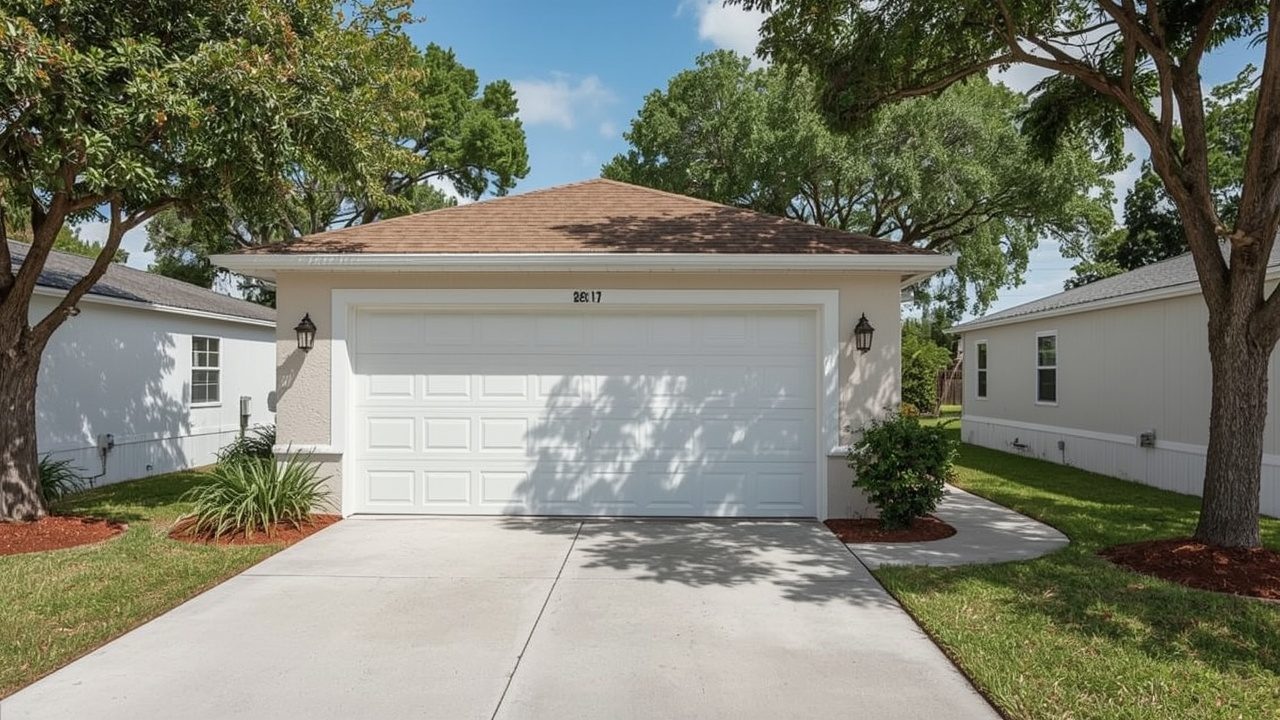 New garage door on a Florida ranch home in Pembroke Park, FL