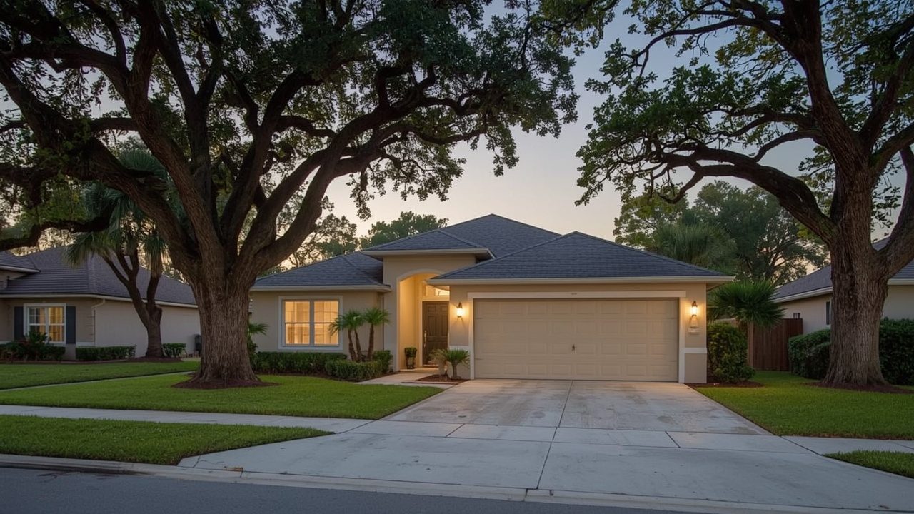 Modern garage door on a ranch home in Plantation, FL
