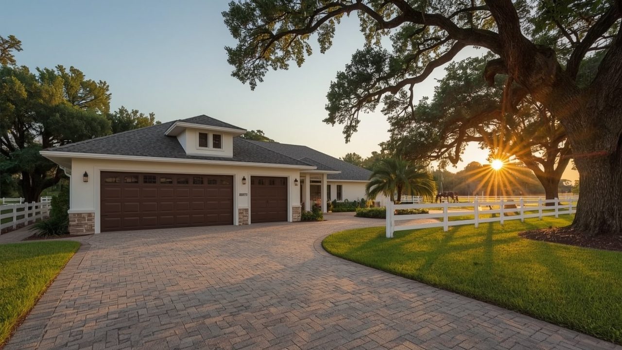Garage door on a ranch-style estate in Southwest Ranches, FL