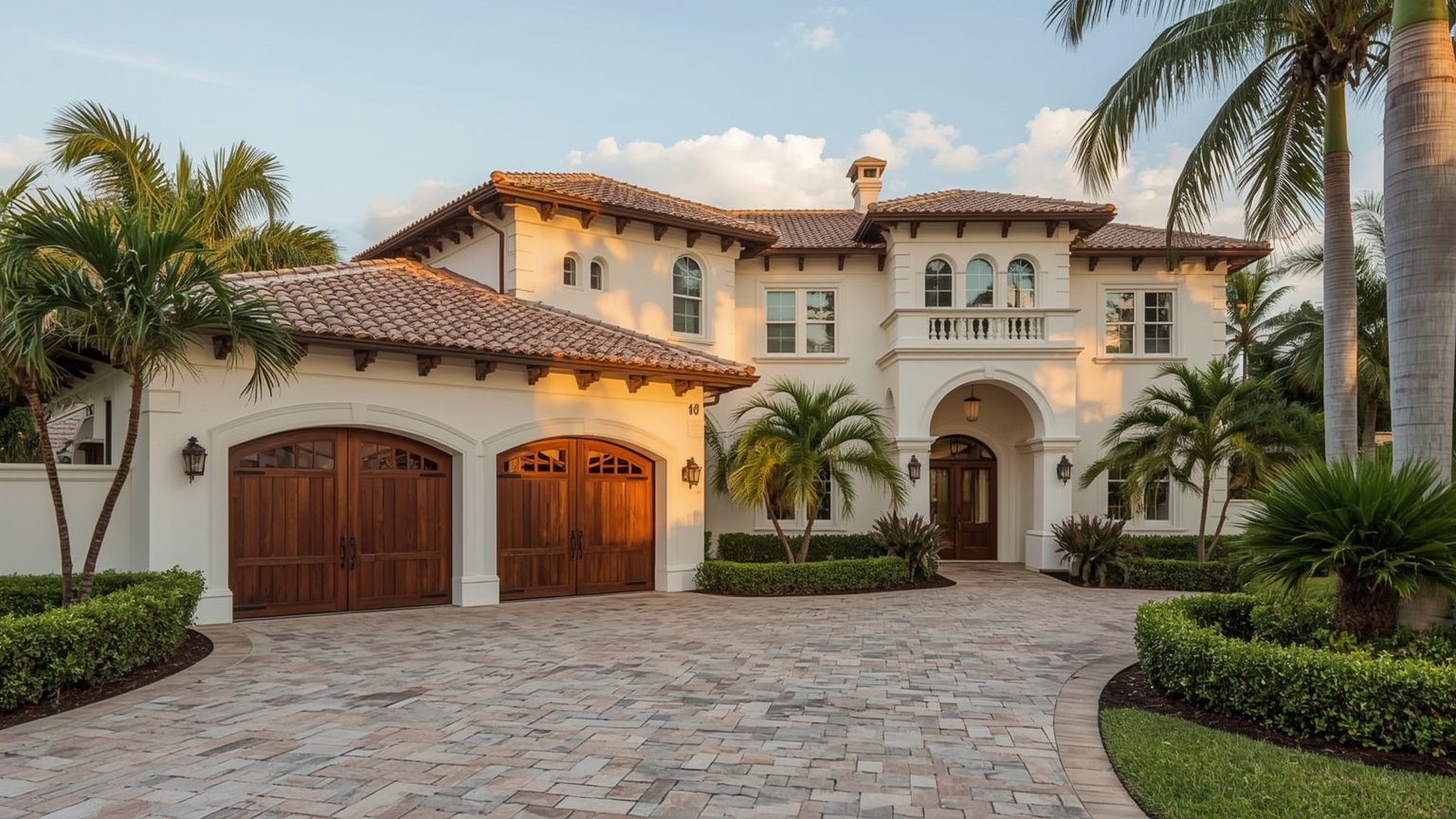 Historic Mediterranean home in Coral Gables FL with carriage-style garage door