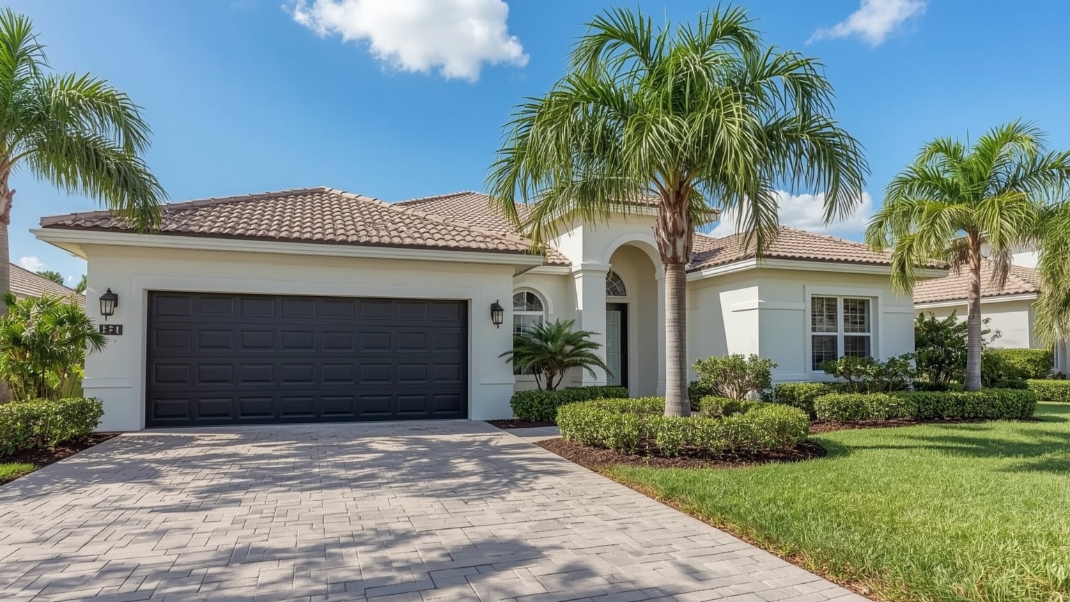 Contemporary home in Doral FL with modern flush garage door