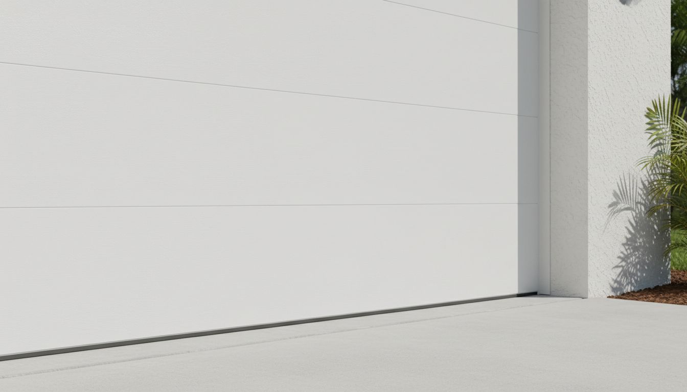 Close-up of a modern insulated energy-efficient garage door on a South Florida home
