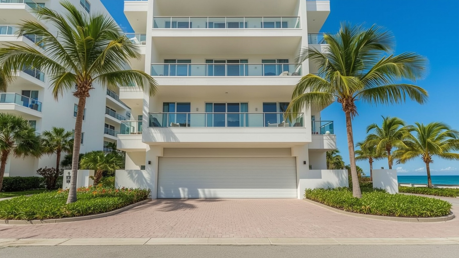 Oceanfront condo with garage doors in Highland Beach FL