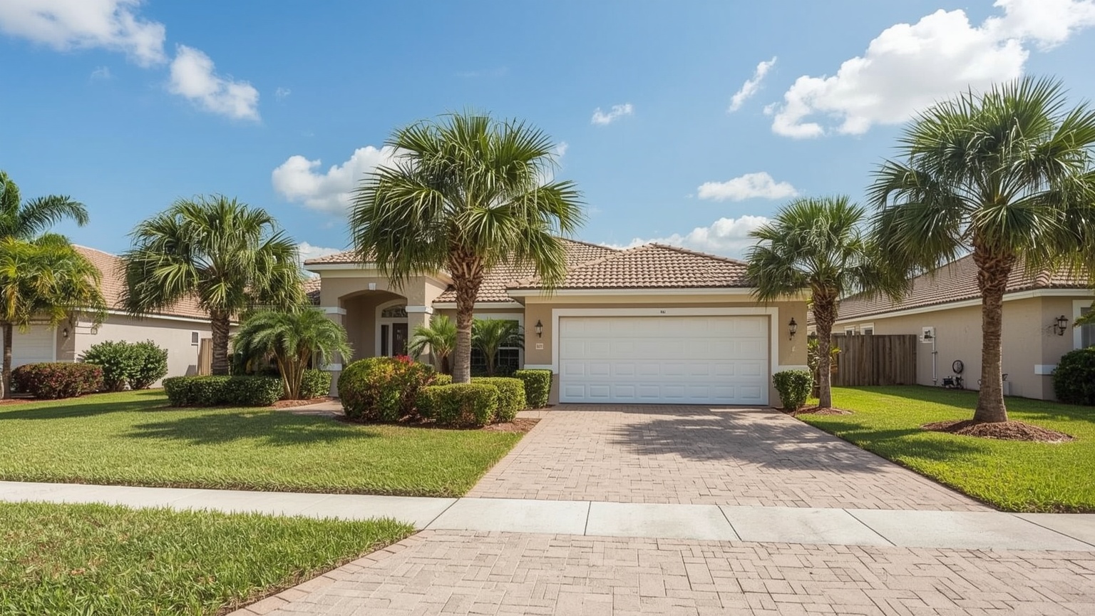 Suburban single-family home in Kendall FL with two-car garage