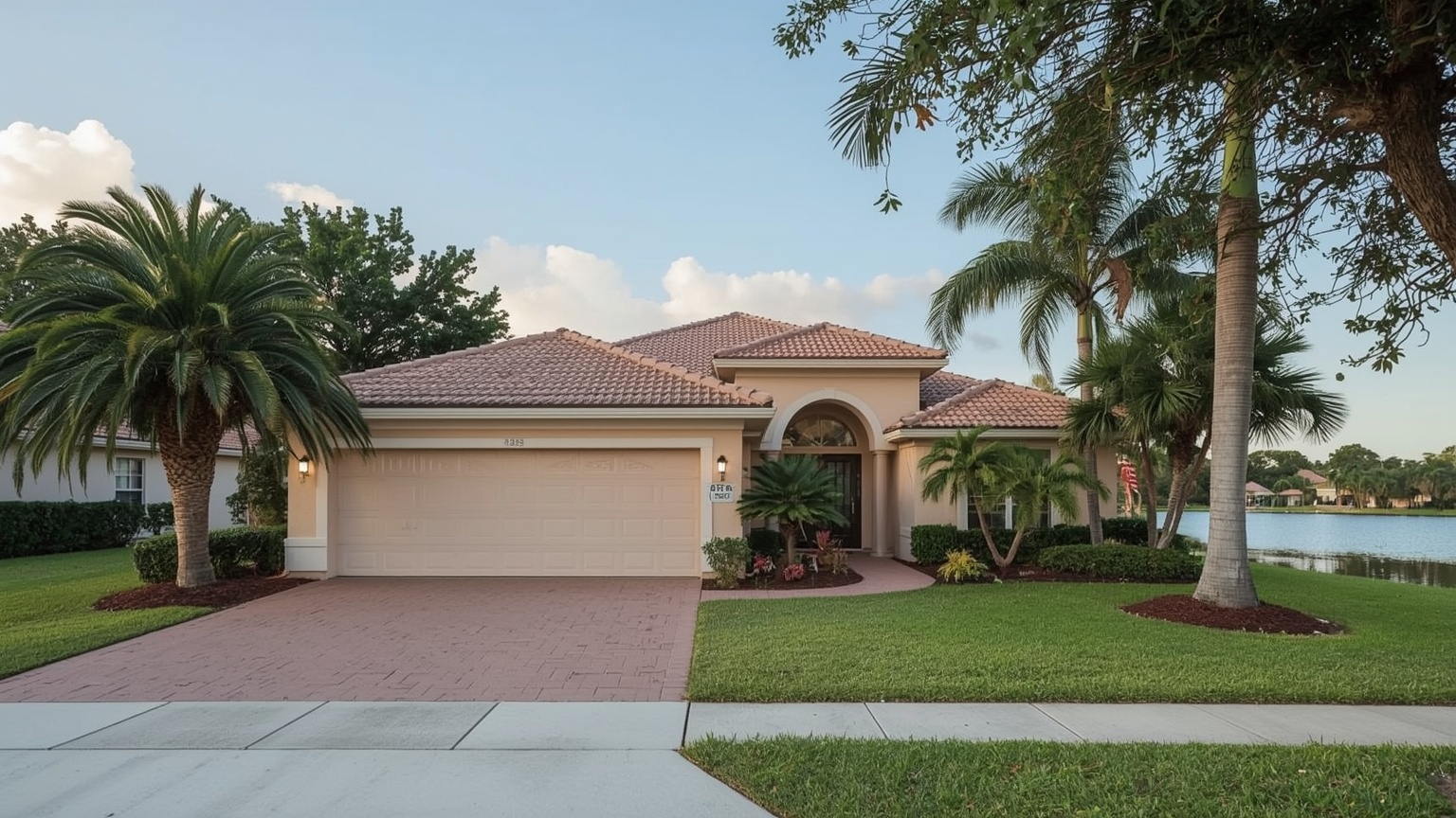 Suburban home in Miami Lakes FL with attached two-car garage