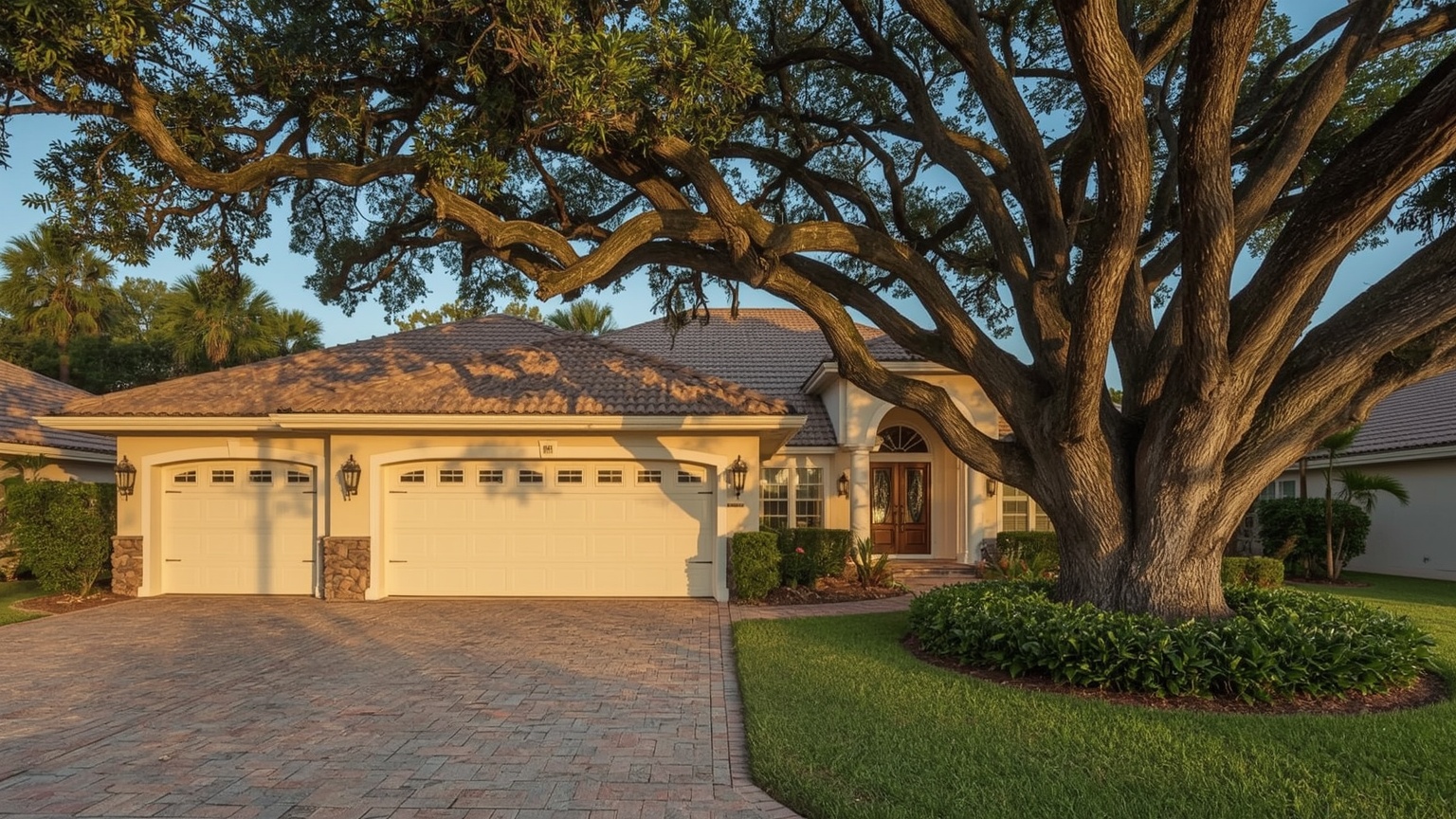 Estate home in Palmetto Bay FL with three-bay garage