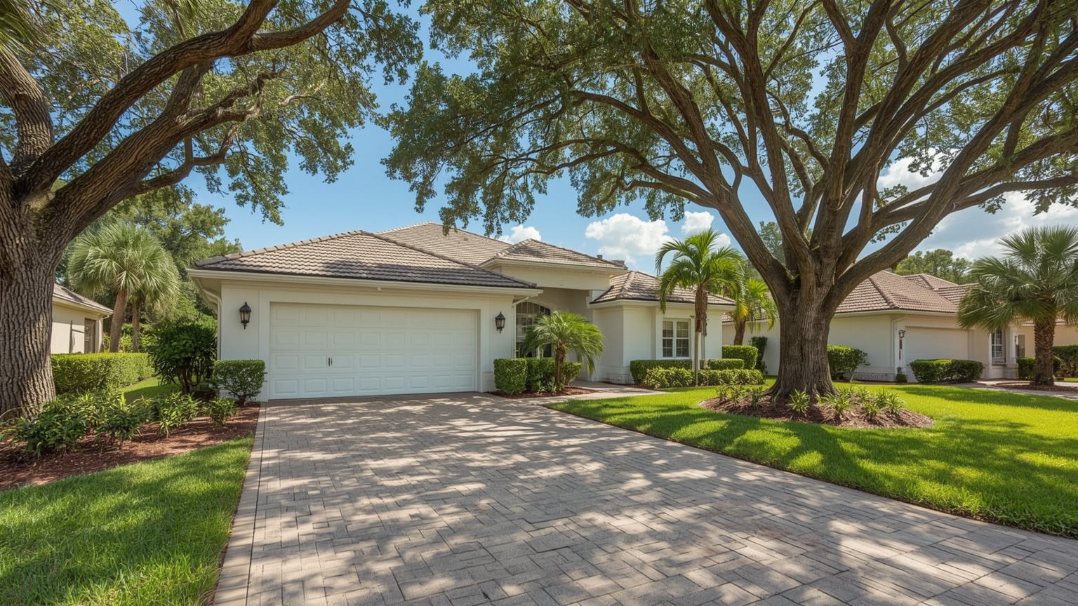 Single-family home in Royal Palm Beach FL with two-car garage door