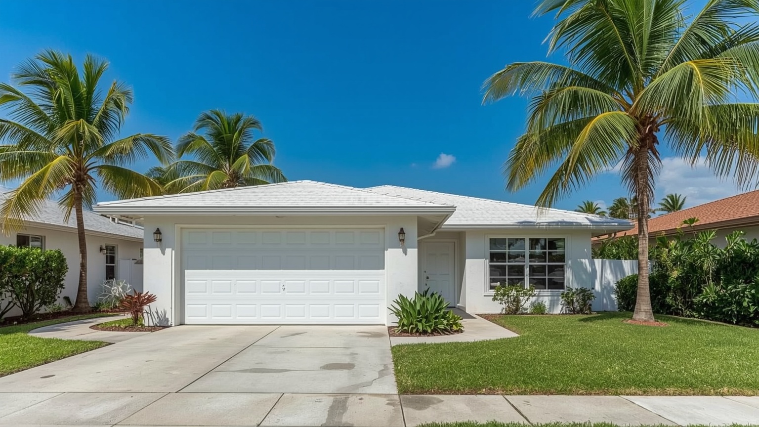 Oceanfront home in Surfside FL with garage door