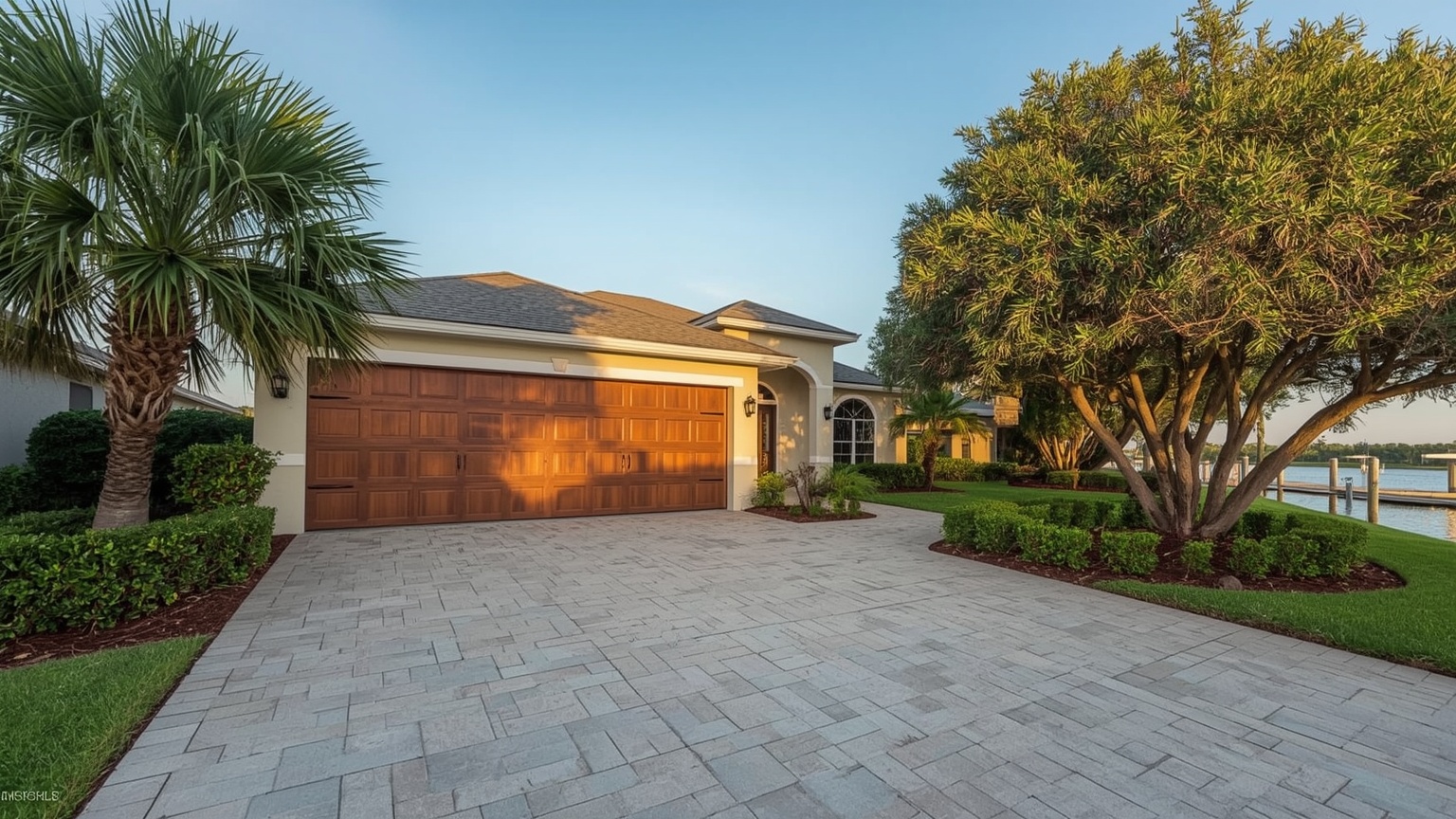 Coastal Florida home in Tequesta FL with carriage-style garage door